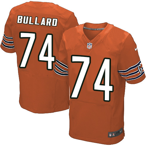 Men's Elite Jonathan Bullard Nike Jersey Orange Alternate - #74 NFL Chicago Bears